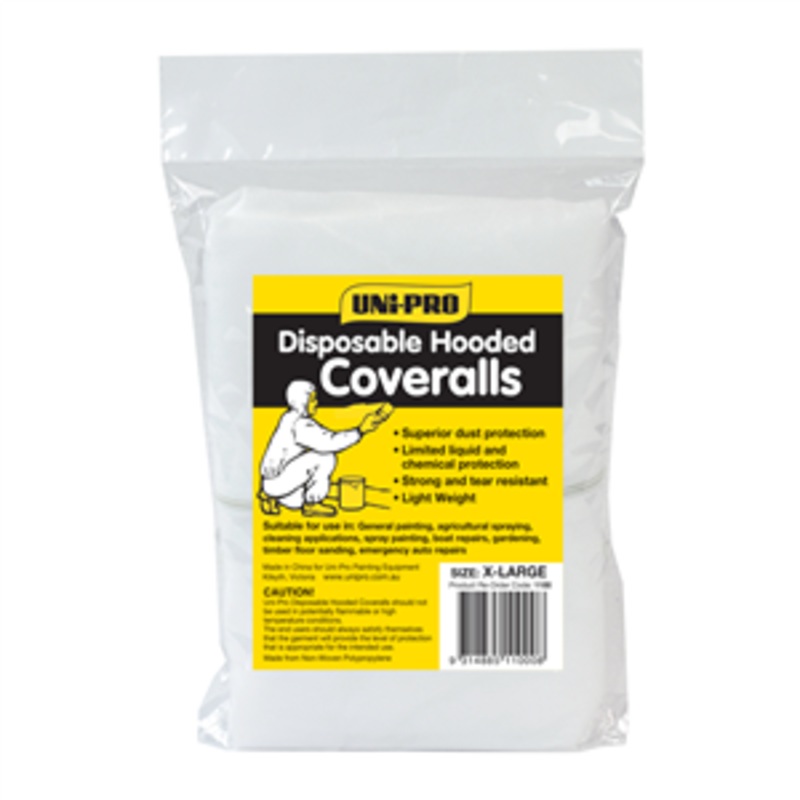 COVERALLS DISPOSABLE X-LARGE WHITE UNI-PRO