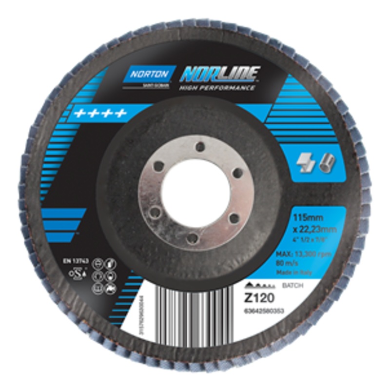 DISC FLAP 115MM X 22MM 120 GRIT ZIRCONIA NORTON