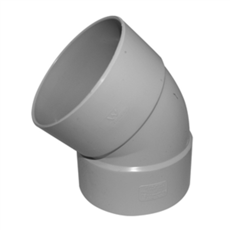 PVC DWV BEND F&F PLAIN 100MM 45DEG DWVF0076