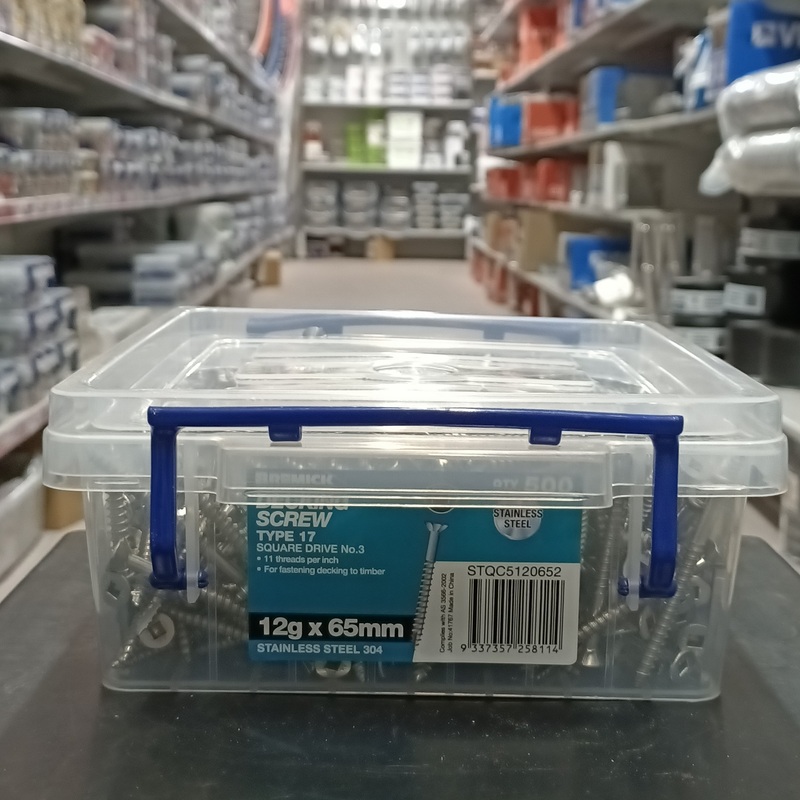 SCREW SS DECKING 12G X 65MM BOX 500 BREMICK 258114