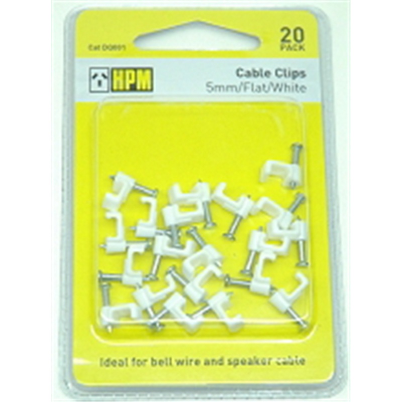 CABLE CLIP 15MM FLAT WHITE PKT 20 DQ011 HPM