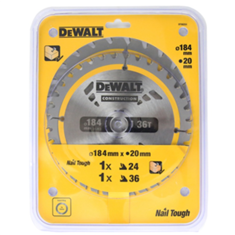 SAW BLADE 184MM X 24T AND 36T PACK DEWALT DT90253-QZ