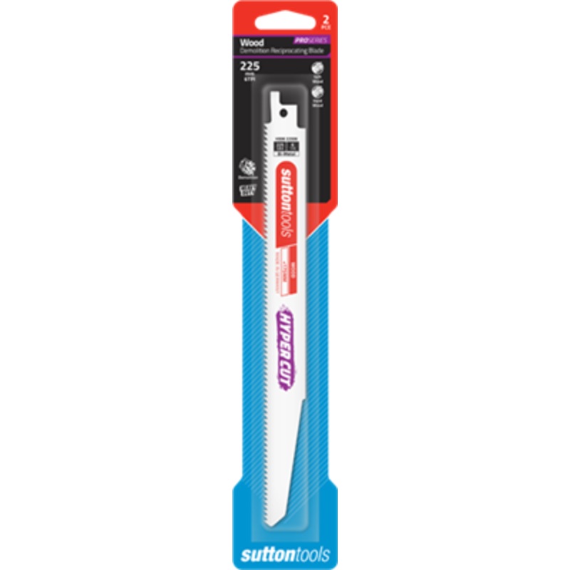 BLADE RECIPRO 225MM WOOD HYPERCUT PKT 2 SUTTON H50622506