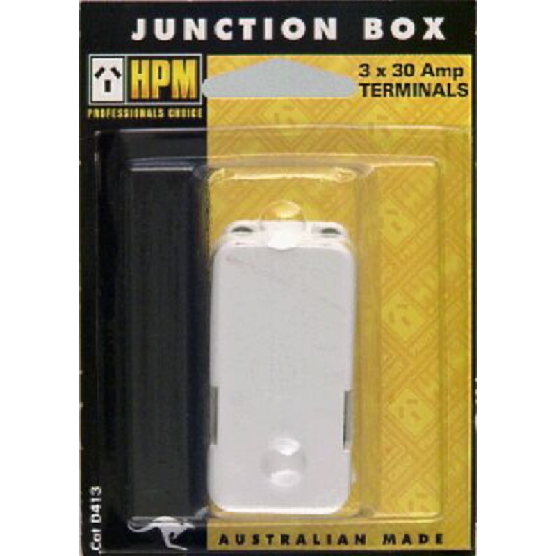 JUNCTION BOX MINI 3 X 30 AMP TERMINALS WHITE BAGGED CD413