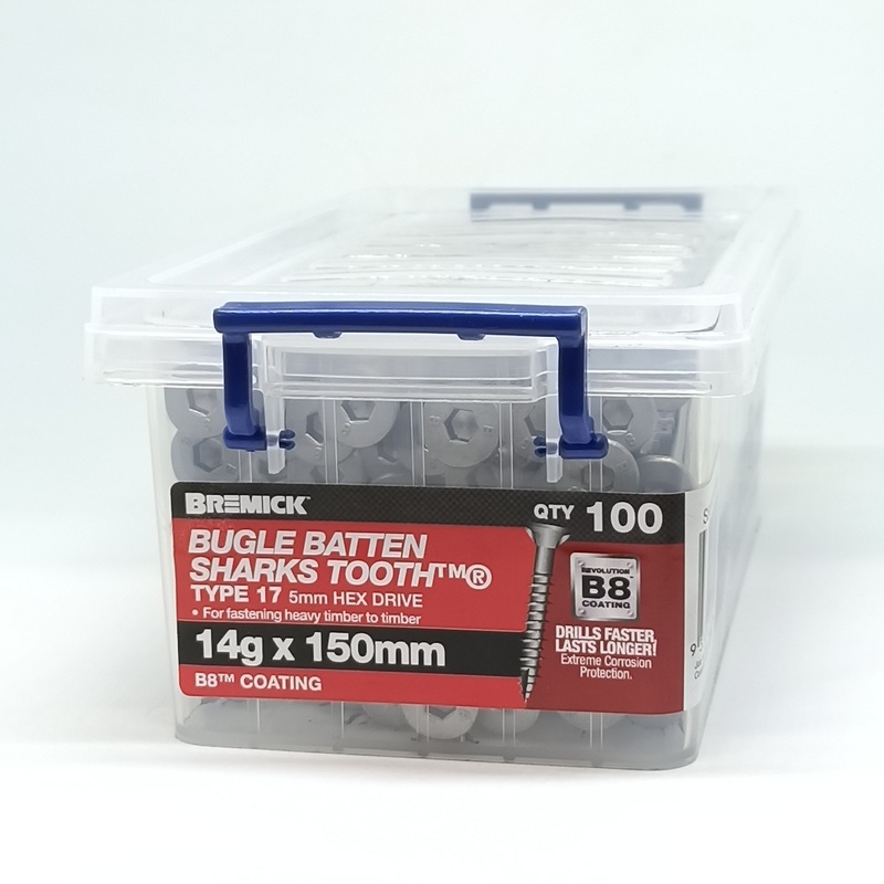 SCREW BATTEN B8 14G X 150MM BOX 100 BREMICK 139130