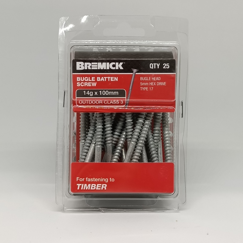 SCREW BATTEN GAL 14G X 100MM PKT 25 BREMICK 005084