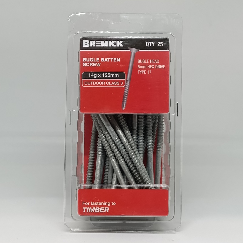 SCREW BATTEN GAL 14G X 125MM PKT 25 BREMICK 053450