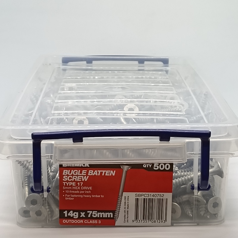 SCREW BATTEN GAL 14G X 75MM BOX 500 BREMICK 081293