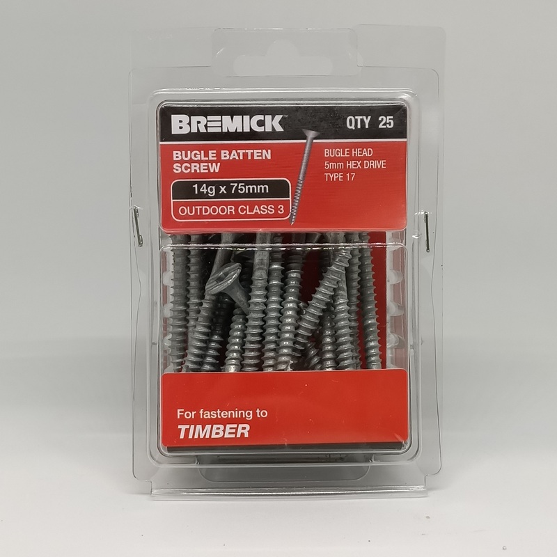 SCREW BATTEN GAL 14G X 75MM PKT 25 BREMICK 005077