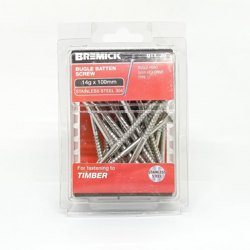 SCREW BATTEN SS 14G X 100MM PKT 25 BREMICK 053481