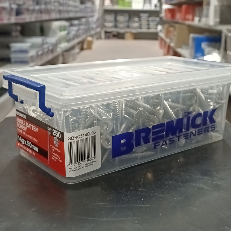 SCREW BATTEN SS 14G X 50MM BOX 250 BREMICK 050374