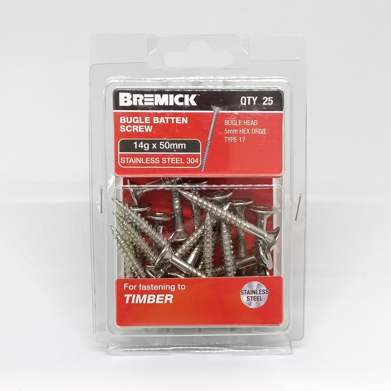 SCREW BATTEN SS 14G X 50MM PKT 25 BREMICK 053467