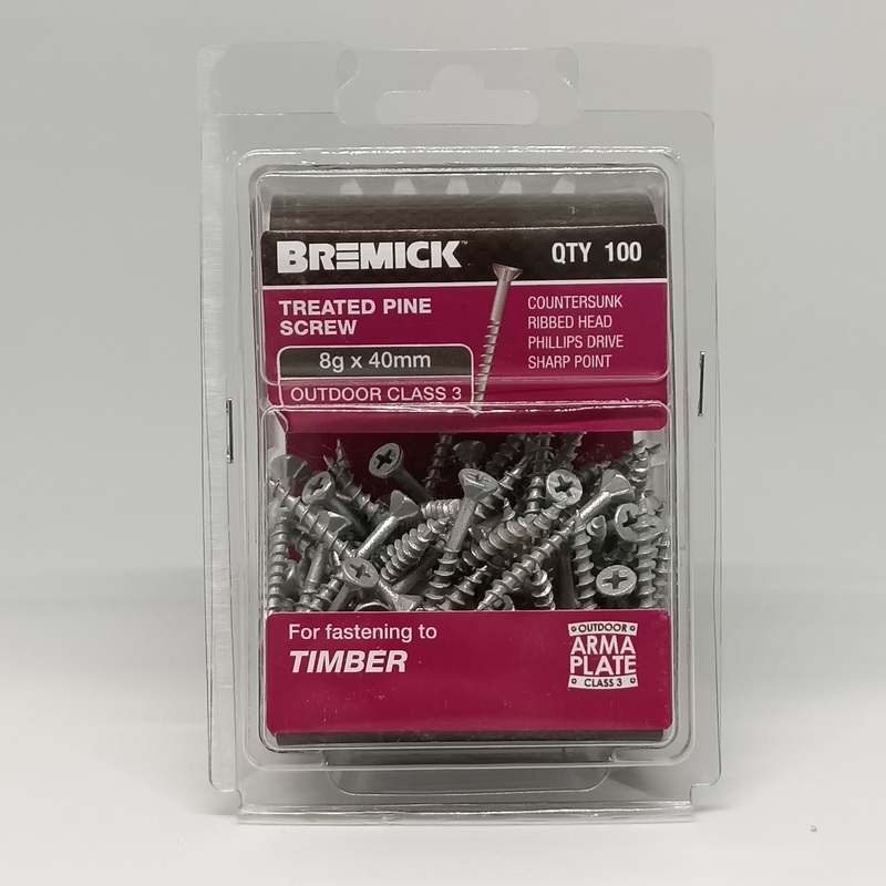 SCREW GAL C3 8G X 40MM PKT 100 BREMICK 005213