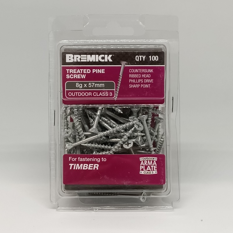 SCREW GAL C3 8G X 57MM PKT 100 BREMICK 005244