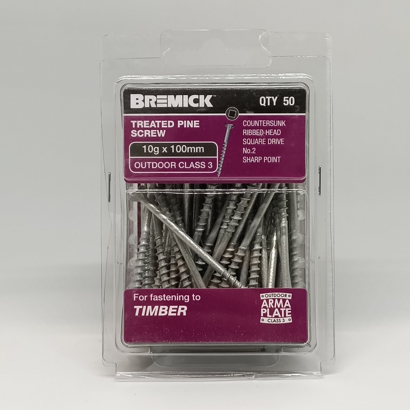 SCREW GAL C3 SQ 10G X 100MM PKT 50 BREMICK 081453