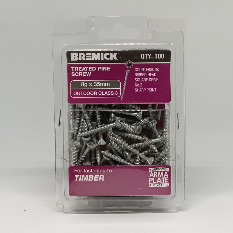 SCREW GAL C3 SQ 8G X 35MM PKT 100 BREMICK 081385