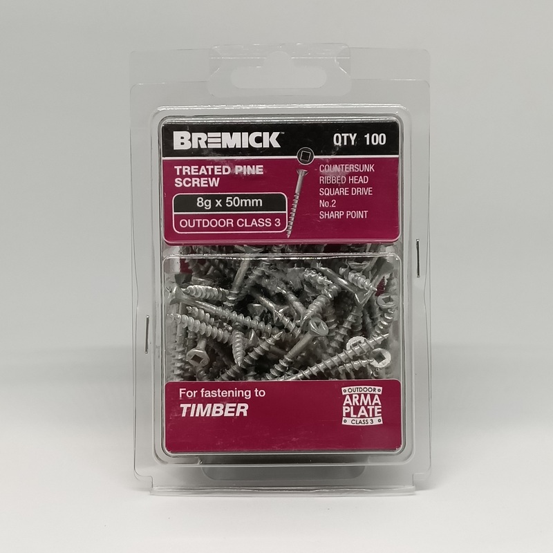 SCREW GAL C3 SQ 8G X 50MM PKT 100 BREMICK 081415