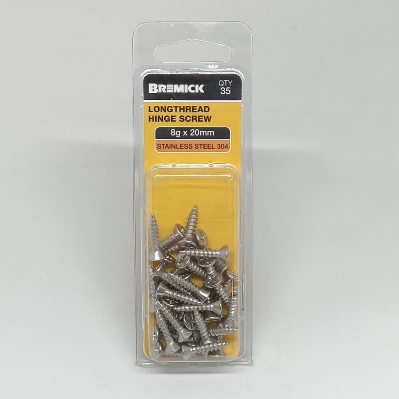 SCREW LONGTHREAD SS 8G X 20MM PKT 35 BREMICK