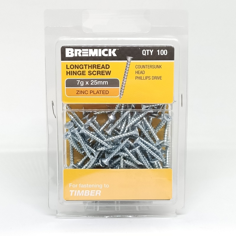 SCREW LONGTHREAD ZP 7G X 25MM PKT 100 BREMICK 112744
