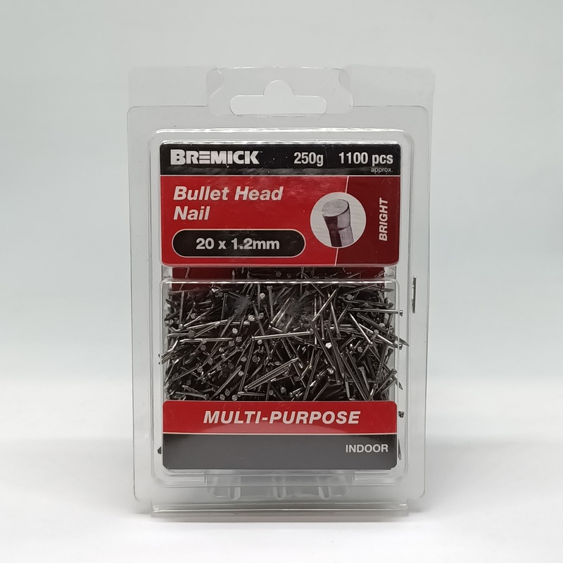 NAIL BULLET HEAD BRIGHT 20 X 1.2MM 250G BREMICK 153143