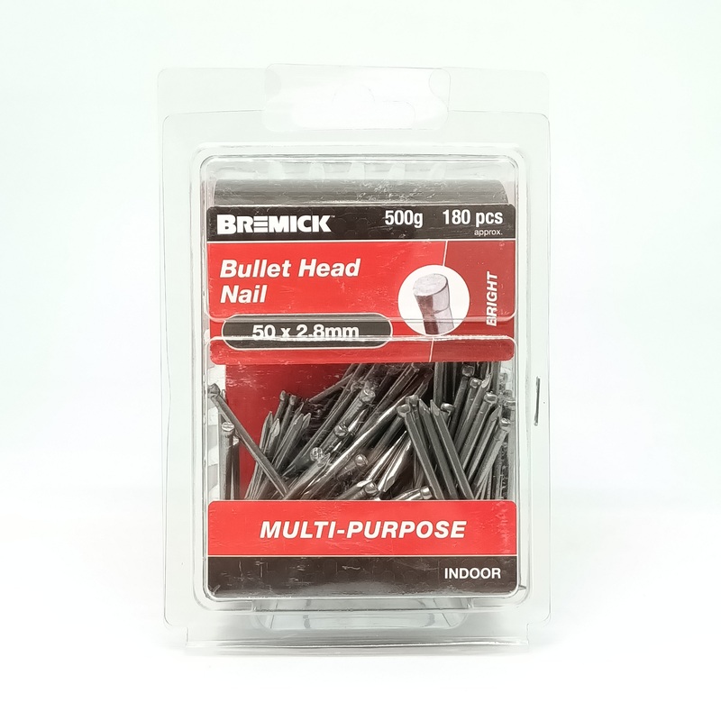 NAIL BULLET HEAD BRIGHT 50 X 2.8MM 500G BREMICK 153389