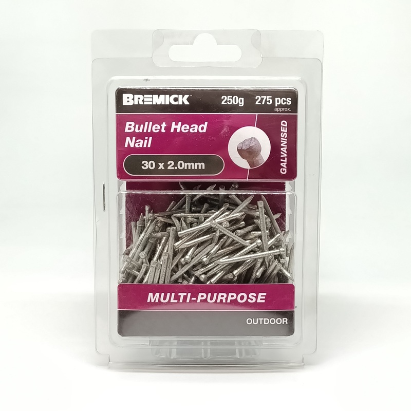 NAIL BULLET HEAD GAL 30 X 2.0MM 250G BREMICK 153617
