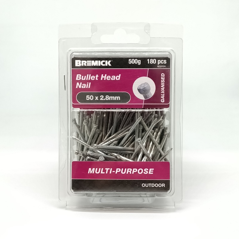 NAIL BULLET HEAD GAL 50 X 2.8MM 500G BREMICK 153686