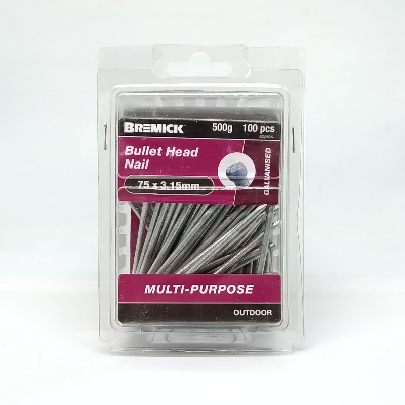 NAIL BULLET HEAD GAL 75 X 3.15MM 500G BREMICK 153778