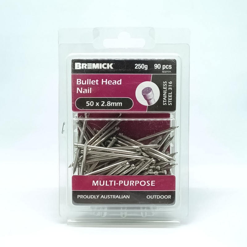 NAIL BULLET HEAD SS 316 50X2.8MM 250G BREMICK