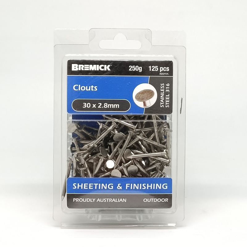 NAIL CLOUT SS 316 30 X 2.8MM 500G BREMICK