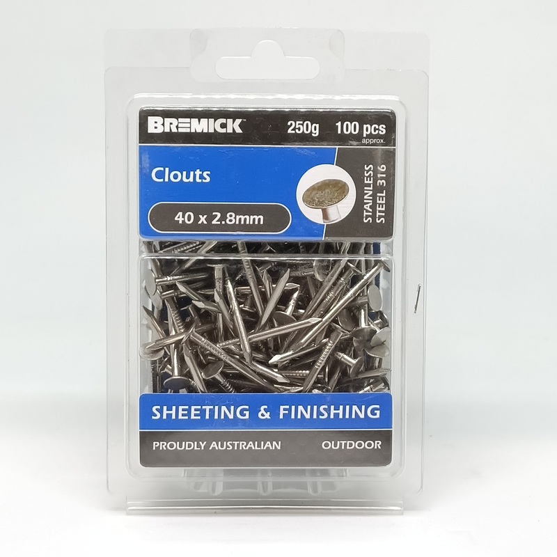 NAIL CLOUT SS 316 40 X 2.8MM 250G BREMICK 154133