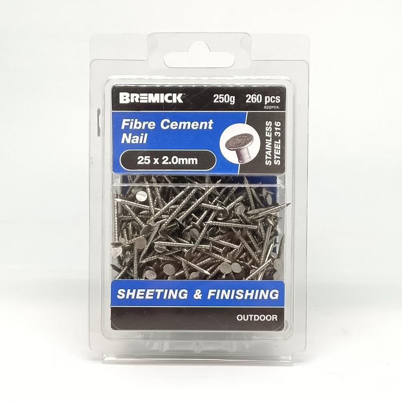 NAIL FIBRE CEMENT SS 316 25 X 2.0MM 250G BREMICK 154607