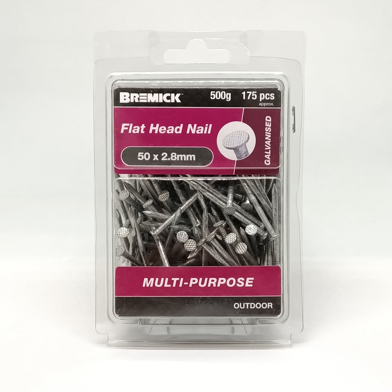 NAIL FLAT HEAD GAL 50X2.8MM 500G BREMICK