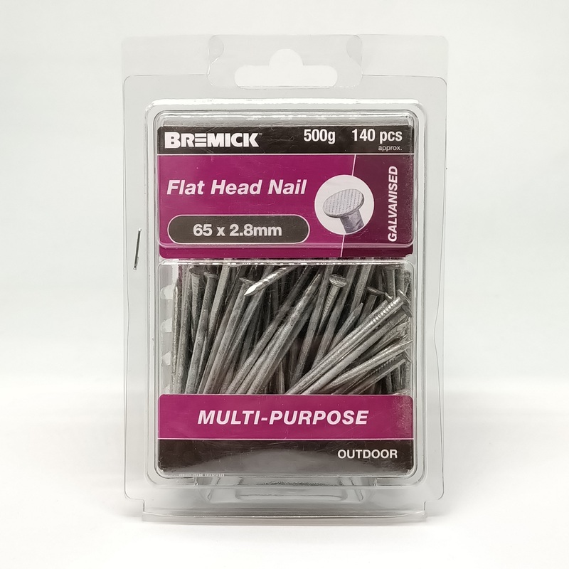 NAIL FLAT HEAD GAL 65X2.8MM 500G BREMICK