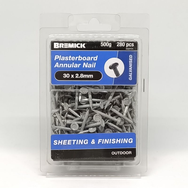 NAIL PLASTERBOARD GAL 30X2.8MM 500G BREMICK
