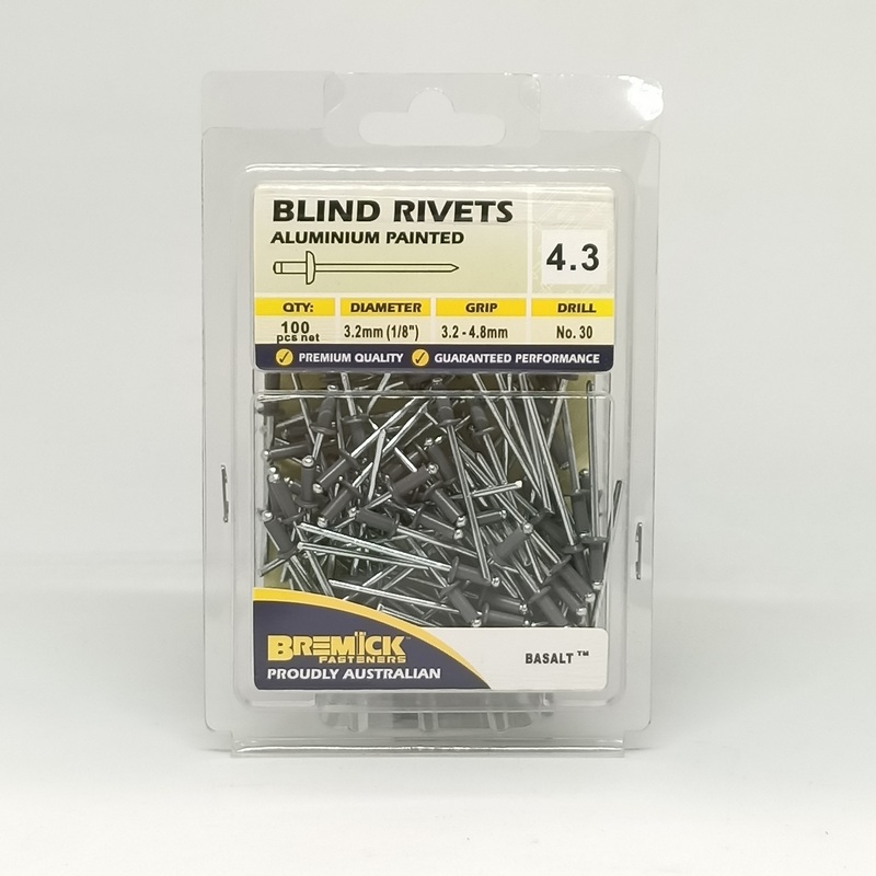 RIVET ALUMINIUM 4-3 BASALT PKT 100 BREMICK 162152