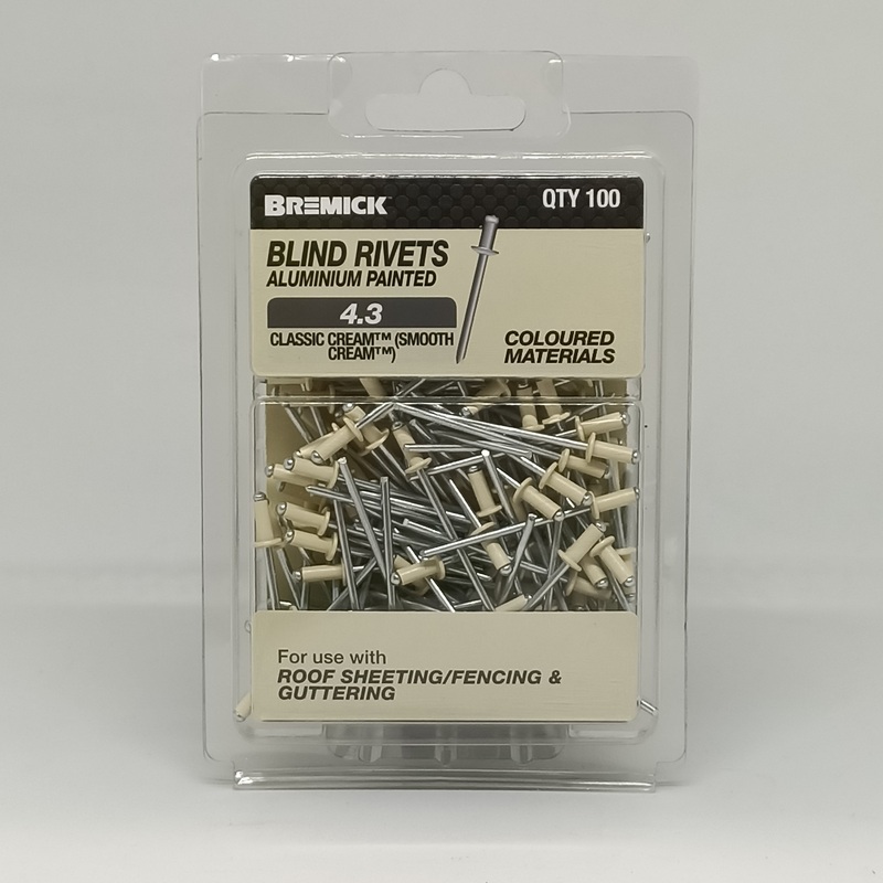 RIVET ALUMINIUM 4-3 CLASSIC CREAM PKT 100 BREMICK RCT2SCC4030