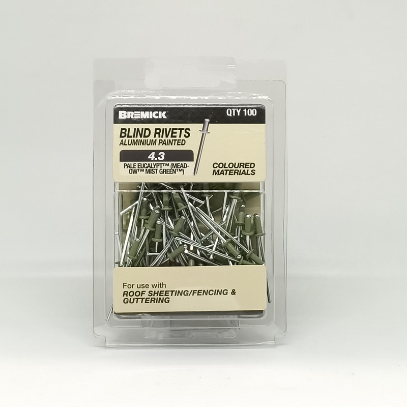 RIVET ALUMINIUM 4-3 PALE EUCALYPT PKT 100 BREMICK