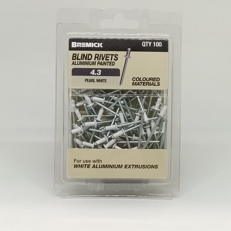 RIVET ALUMINIUM 4-3 PEARL WHITE PKT 100 BREMICK 320996