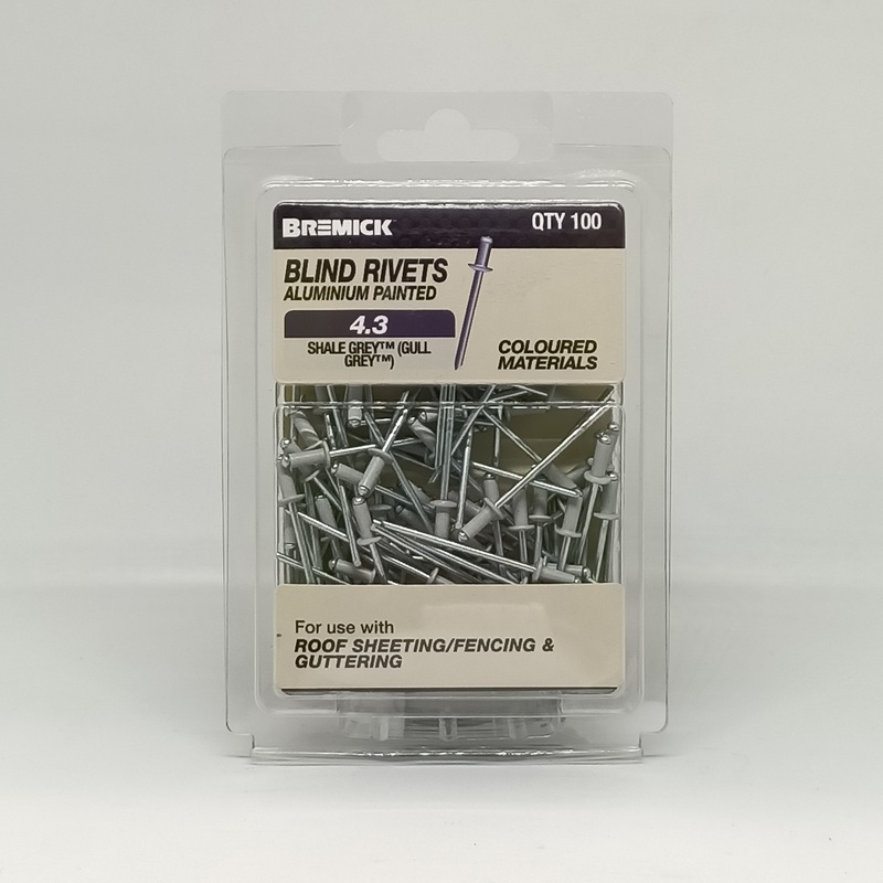 RIVET ALUMINIUM 4-3 SHALE GREY PKT 100 BREMICK