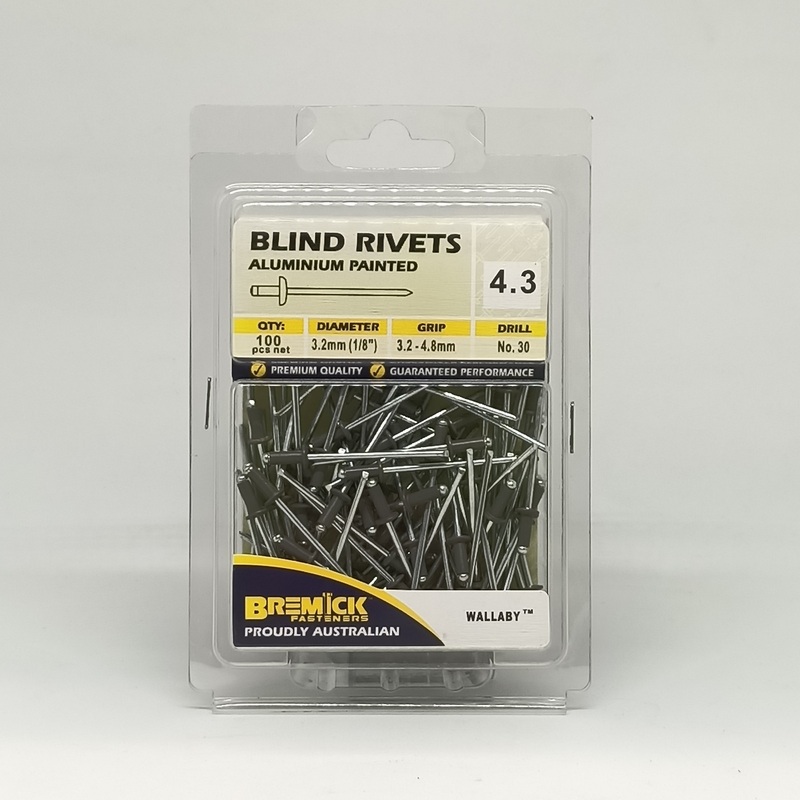 RIVET ALUMINIUM 4-3 WALLABY PKT 100 BREMICK
