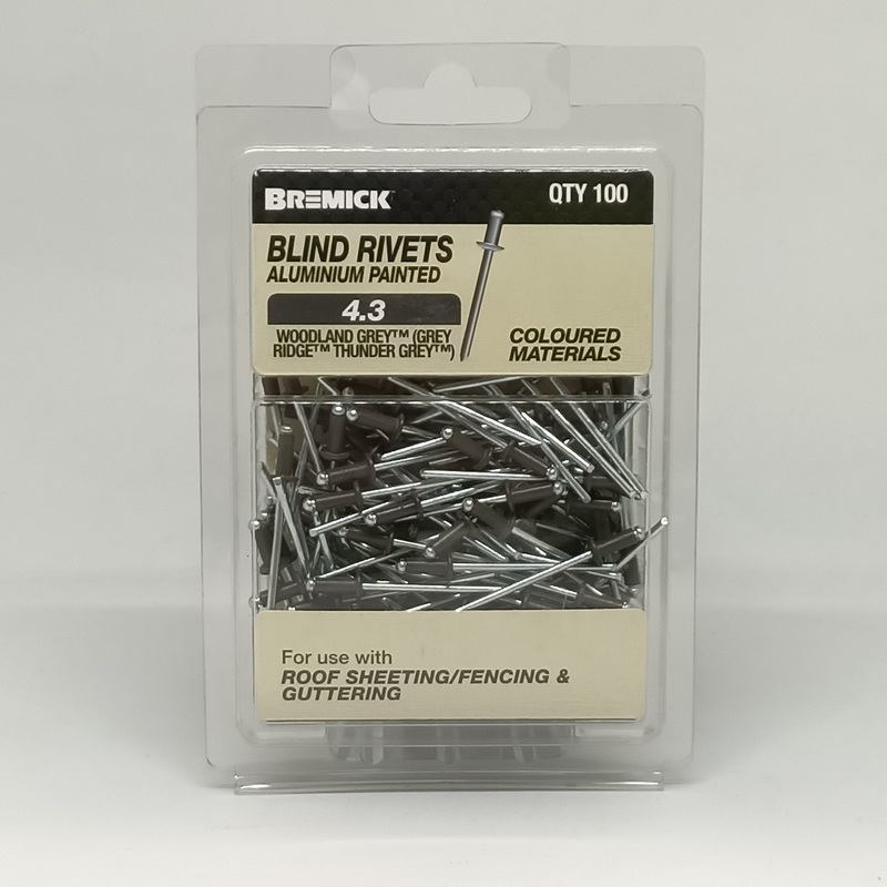 RIVET ALUMINIUM 4-3 WOODLAND GREY PKT 100 BREMICK
