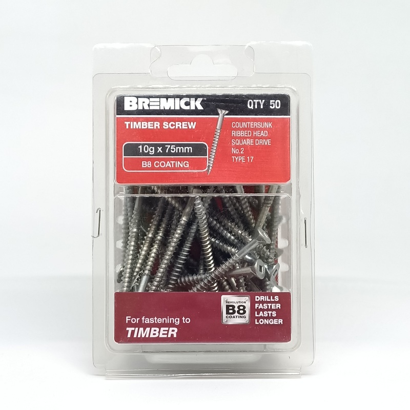 SCREW B8 DECKING 10G X 75MM PKT 50 BREMICK 137235