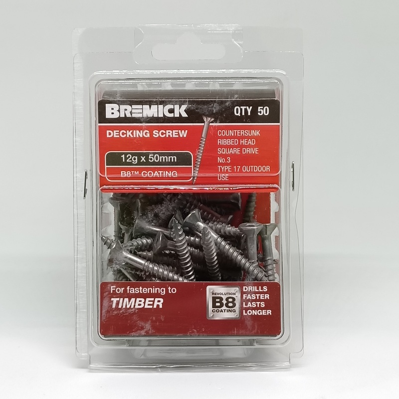 SCREW B8 DECKING 12G X 50MM PKT 50 BREMICK 116810