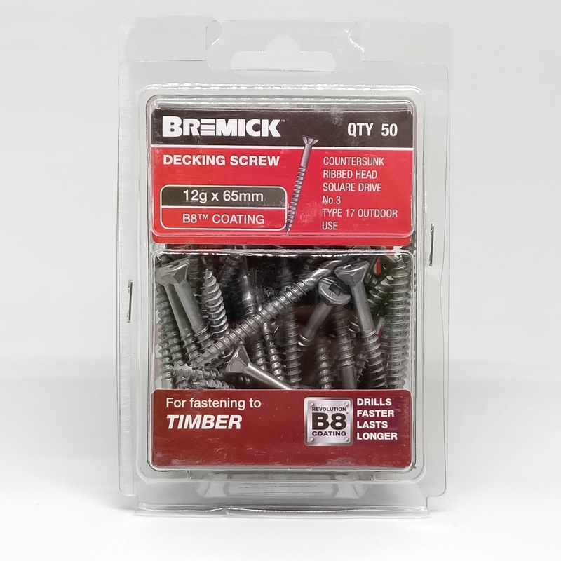 SCREW B8 DECKING 12G X 65MM PKT 50 BREMICK 137259
