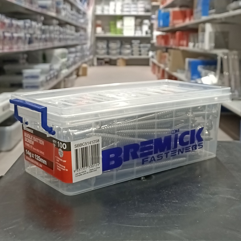 SCREW BATTEN SS 14G X 125MM BOX 100 BREMICK 330124
