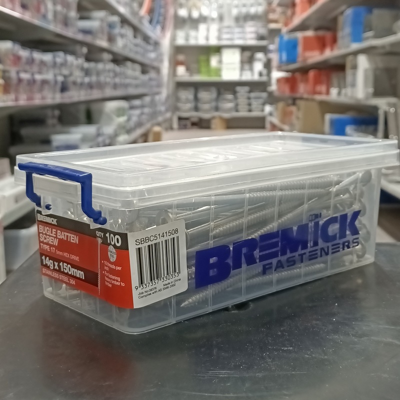 SCREW BATTEN SS 14G X 150MM BOX 100 BREMICK 330353