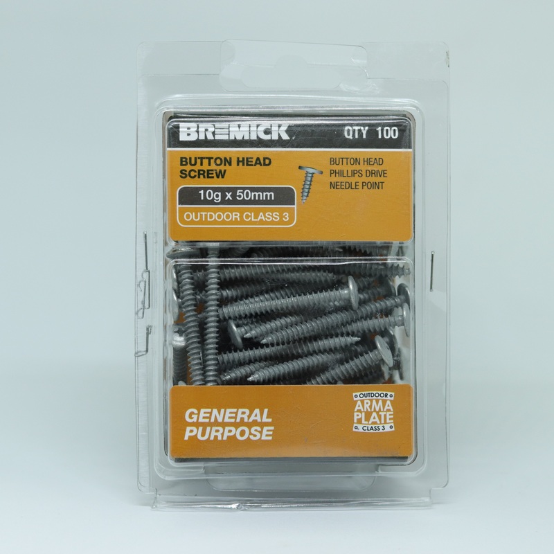 SCREW BUTTON GP C3 10G X 50MM PKT 100 BREMICK 328299