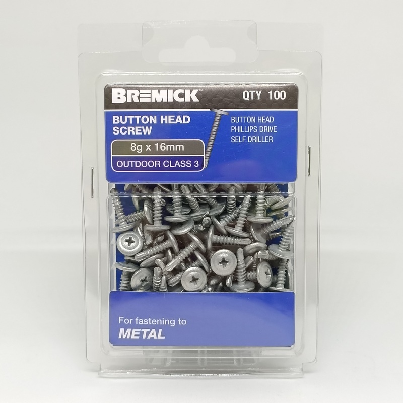 SCREW BUTTON METAL C3 8G X 16MM PKT 100 BREMICK 117794