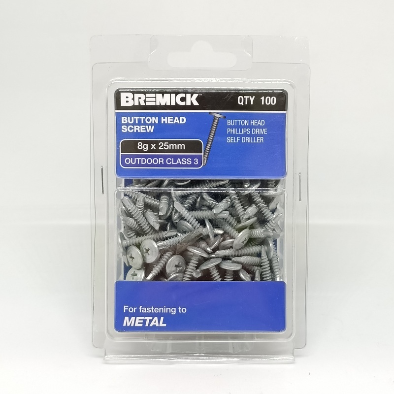 SCREW BUTTON METAL C3 8G X 25MM PKT 100 BREMICK